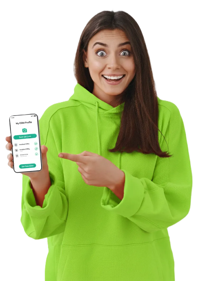Traveler showing the eSimBait app